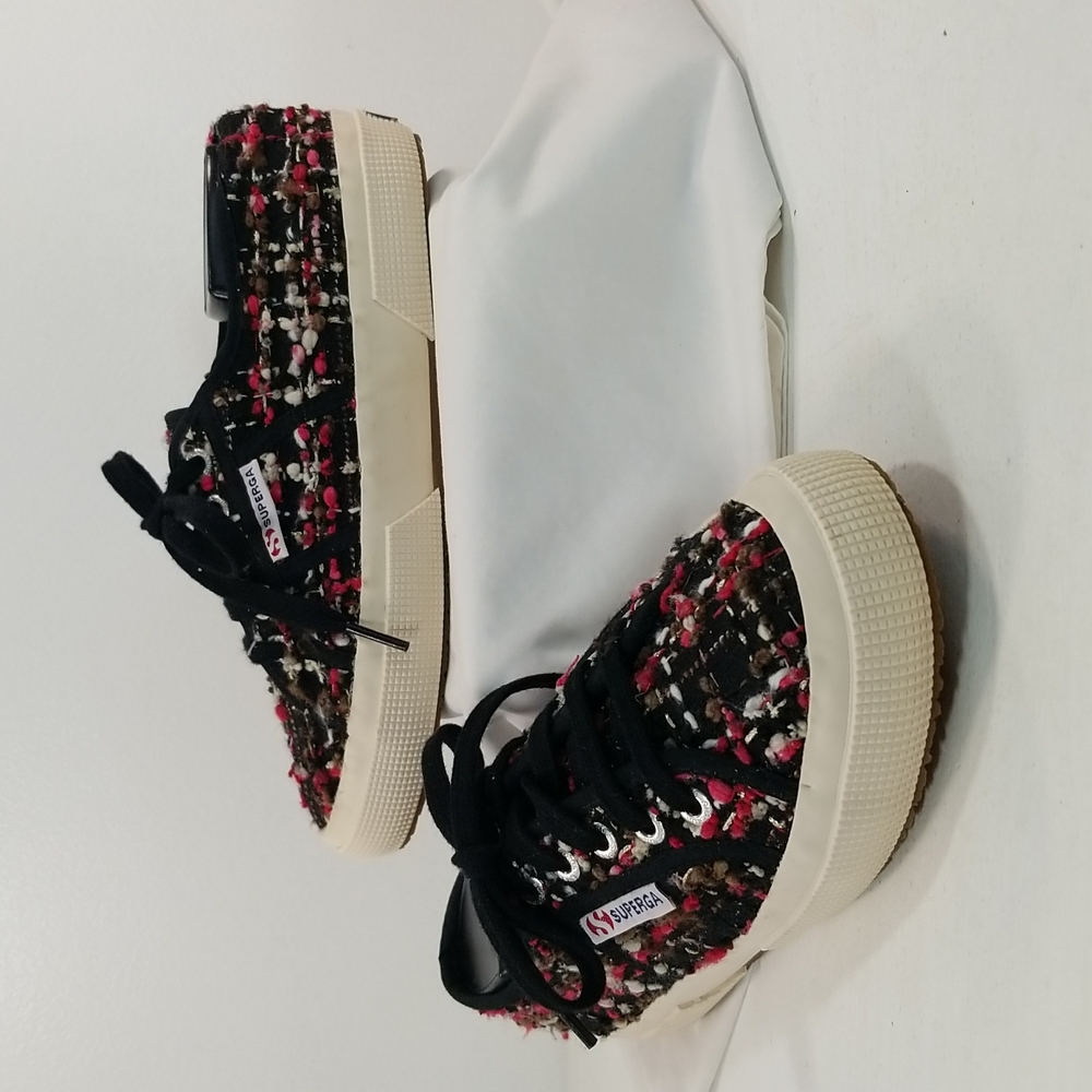 Superga Cotu Boucle Black Fushia & White Tweed Sneaker 6